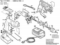 Bosch 0 601 938 642 GBM 9,6 VES-2 Cordless Drill 9.6 V / GB Spare Parts GBM9,6VES-2